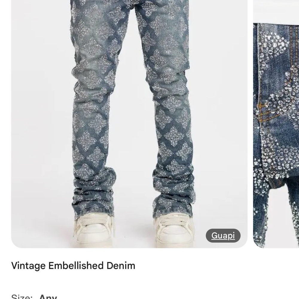 Blue Relaxed Fit Jeans with Geometric Pattern